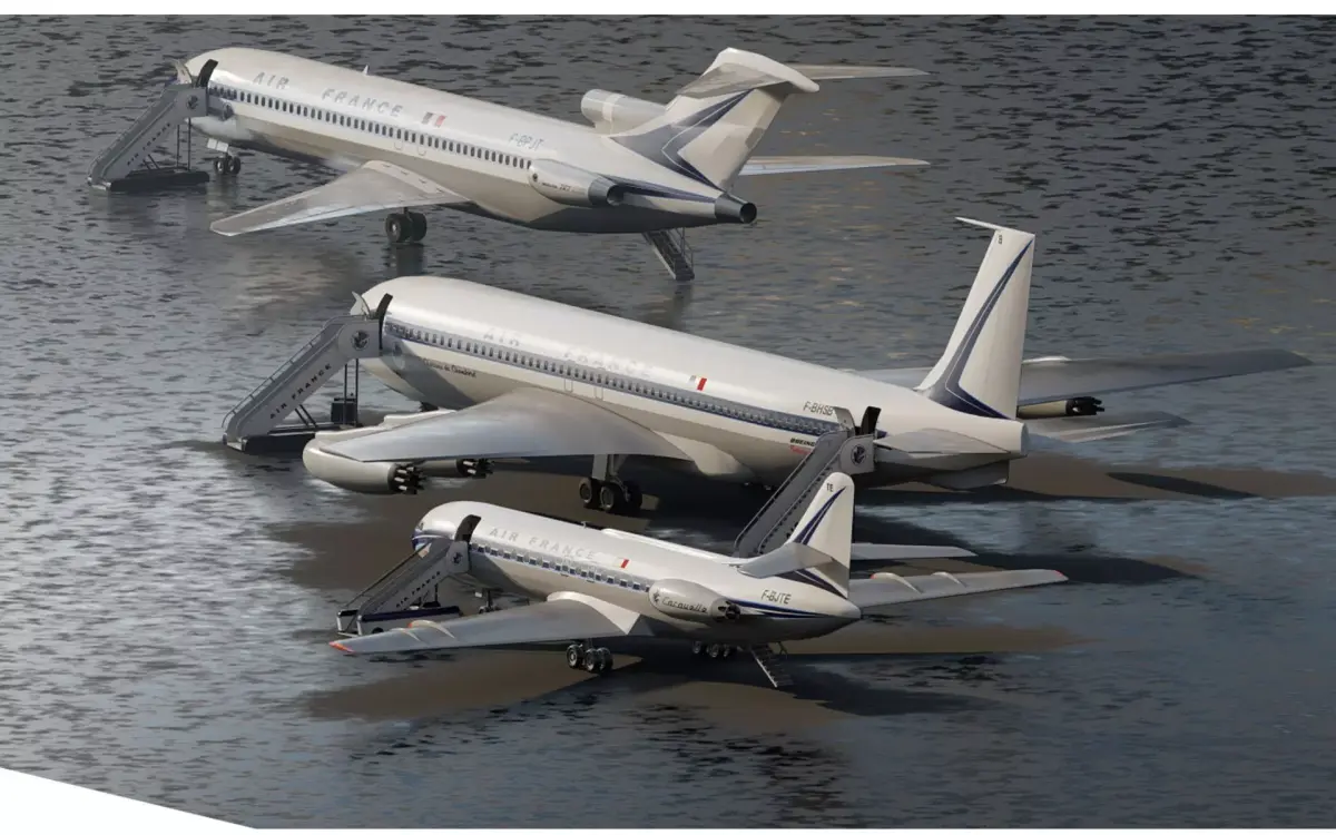 AIR FRANCE 1960s Boeing 707-300 Boeing 727-200 and Caravelle 3D model