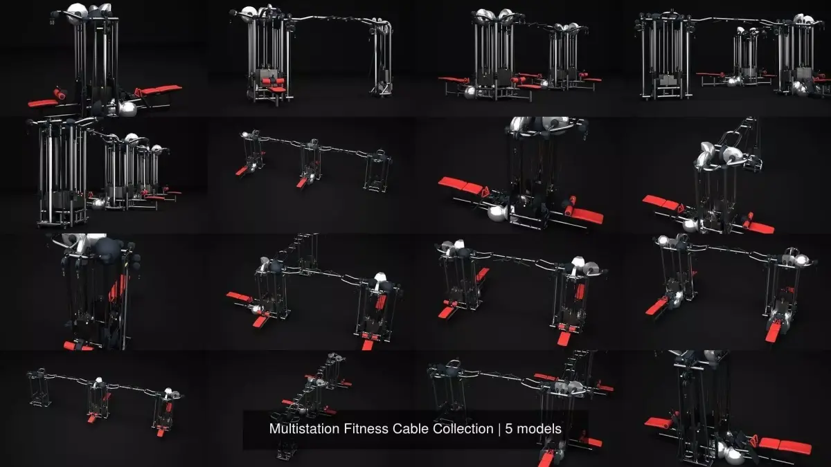 Multistation Fitness Cable Collection 3D Model Pack