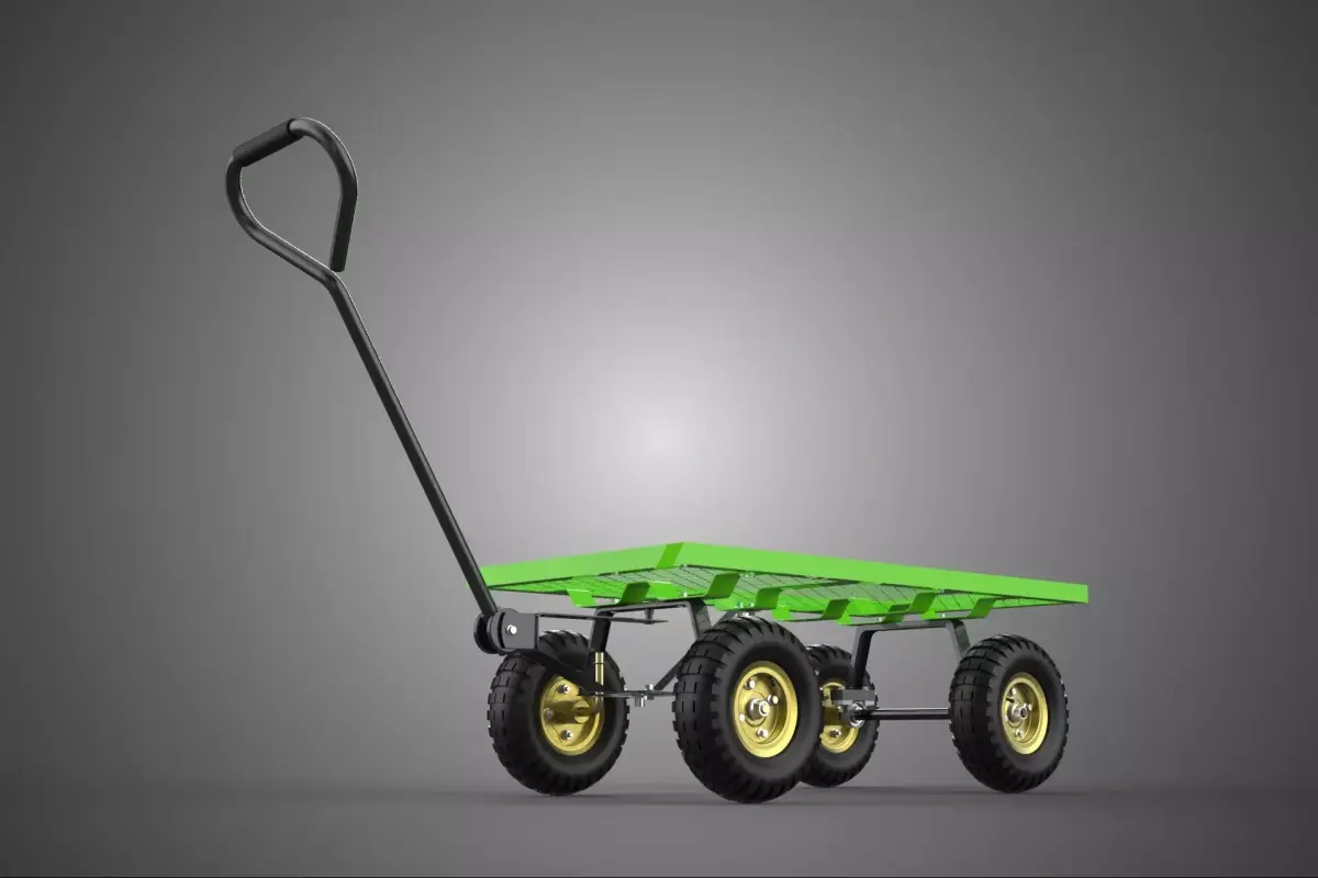 PLATFORM TRUCK MESH BASE FOUR PUNCTURE PROOF WHEELS CART TROLLEY 3D model