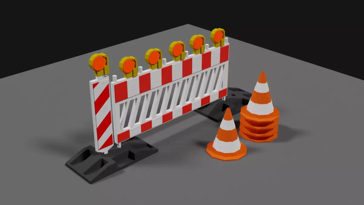 Lowpoly Street Construction Barrier Low-poly 3D model