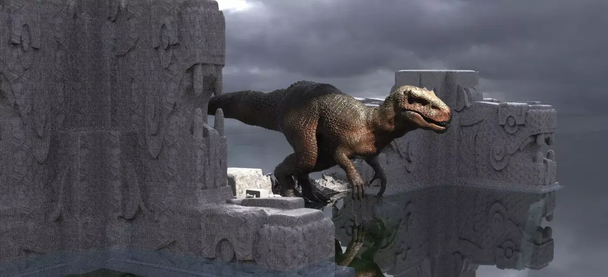 Tyrannosaurus rex  In Mayan Temple ruins Kit bash 3D model