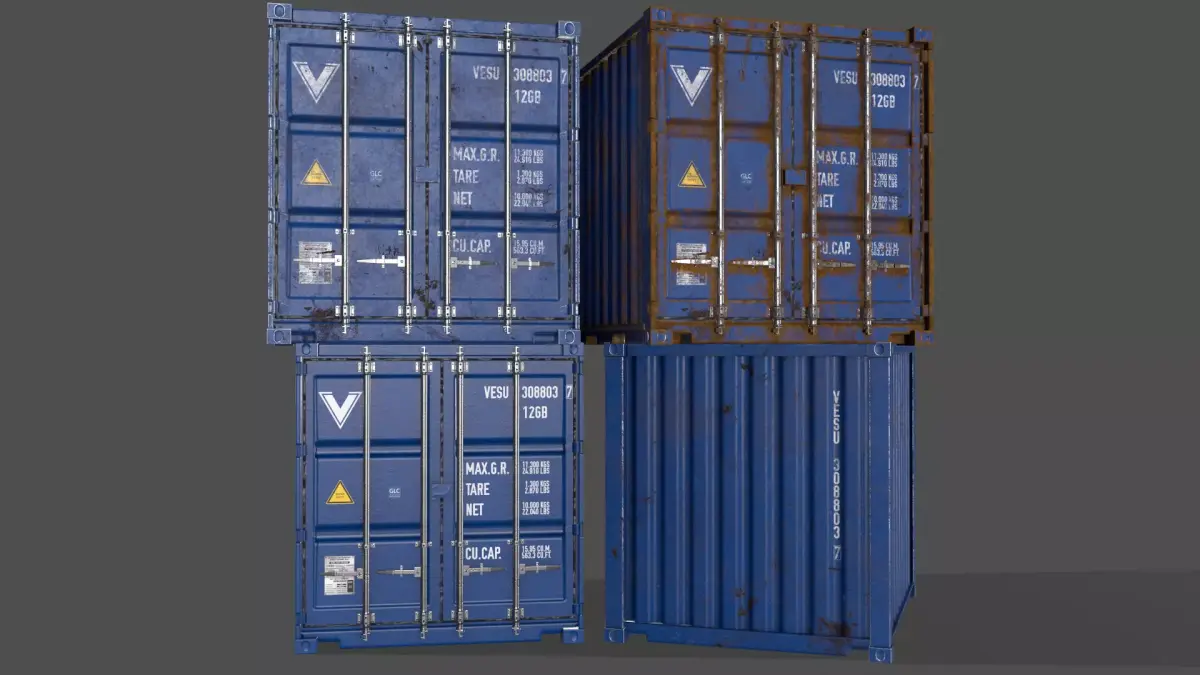 PBR 10 ft Storage Container - Blue Low-poly 3D model