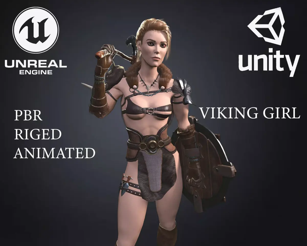 Viking Girl Low-poly 3D model