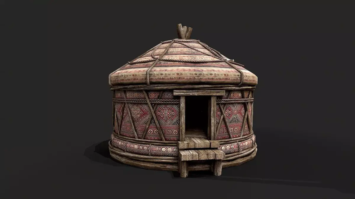 Traditional Yurt Nomads Tent with Interior 2 Low-poly 3D model