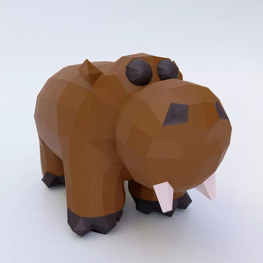 Hippopotamus 3d model polygonal hippo Low-poly 3D model