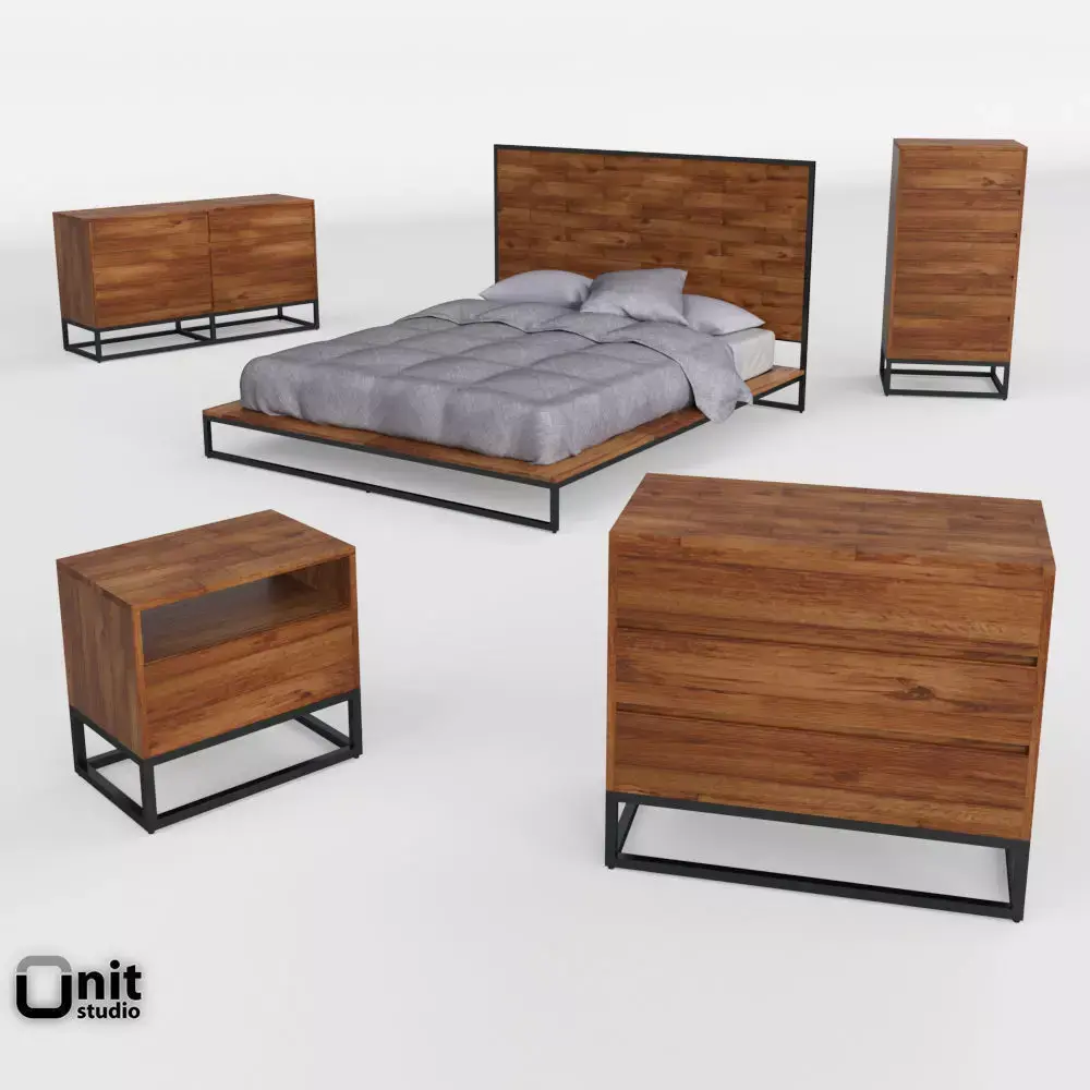 Logan Industrial Bedroom Collection by West Elm 3D model
