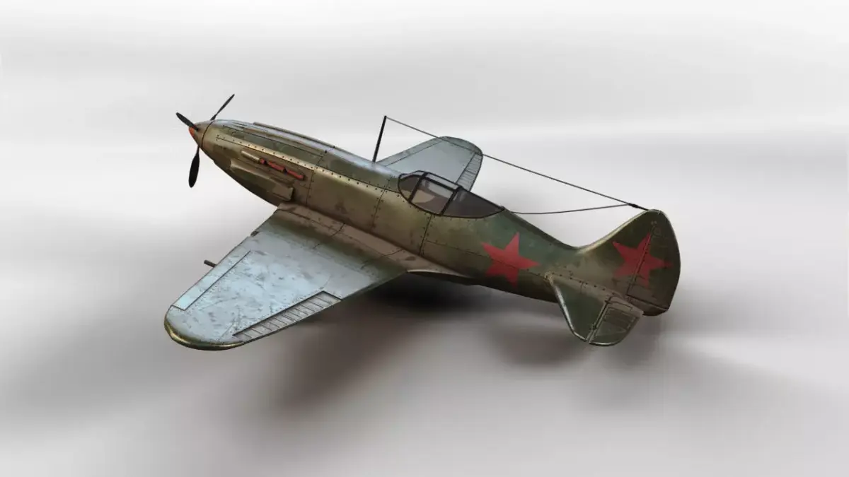MiG-3 soviet fighter plane Low-poly 3D model