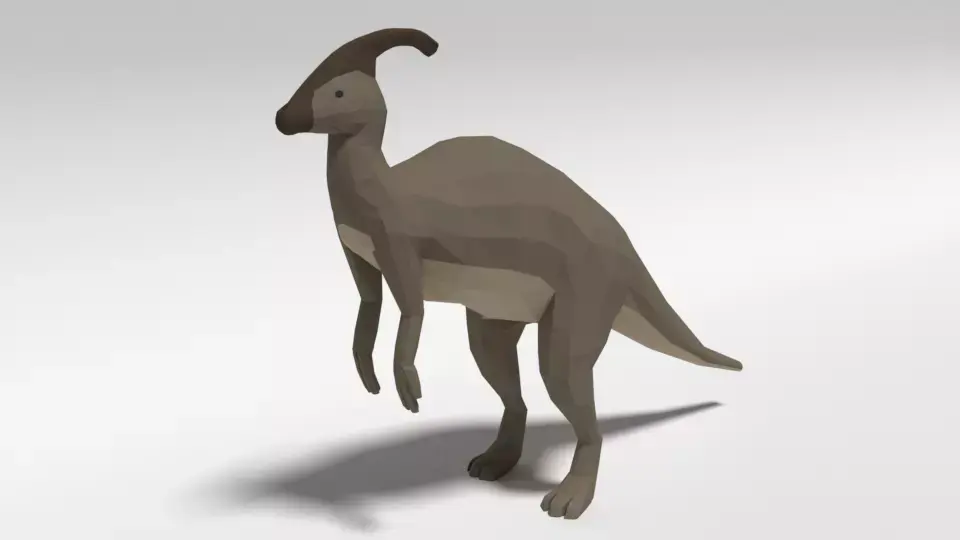 Low Poly Cartoon Parasaurolophus Dinosaur Low-poly 3D model