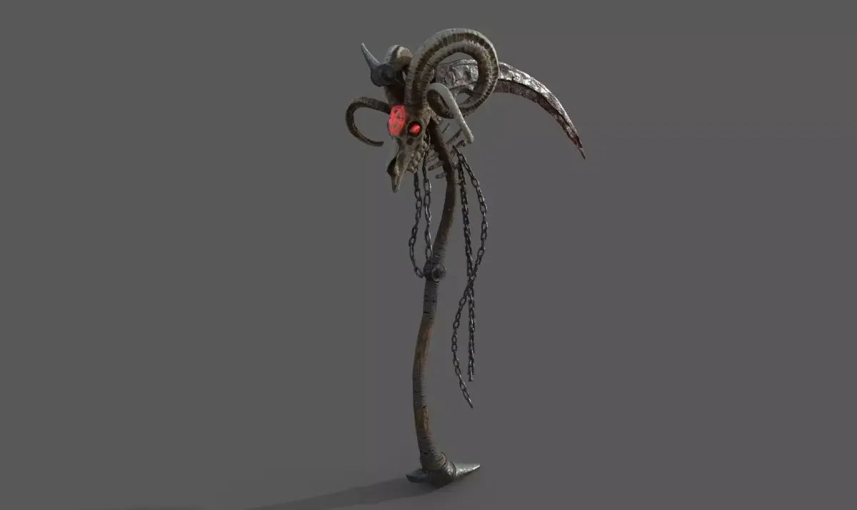 MORTUARY SCYTHE - PRINTING3D - VIDEOGAMES Low-poly 3D model