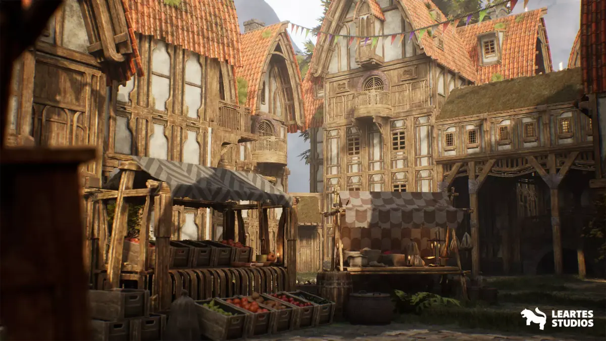 Medieval Market Environment Low-poly 3D model