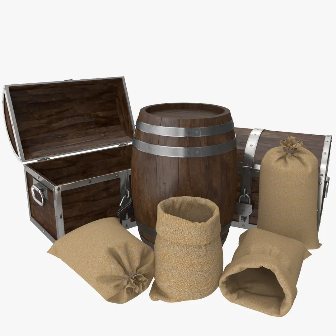 Wooden and Sacks Collection 1 3D model