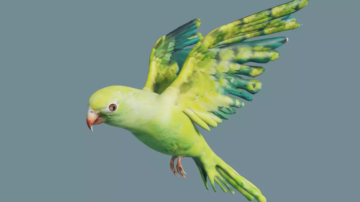 parrot parakeet flying in sky Low-poly 3D model