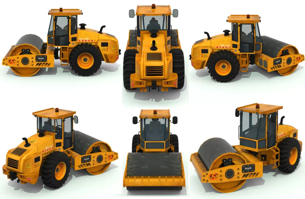 Road roller truck 2 Low-poly 3D model