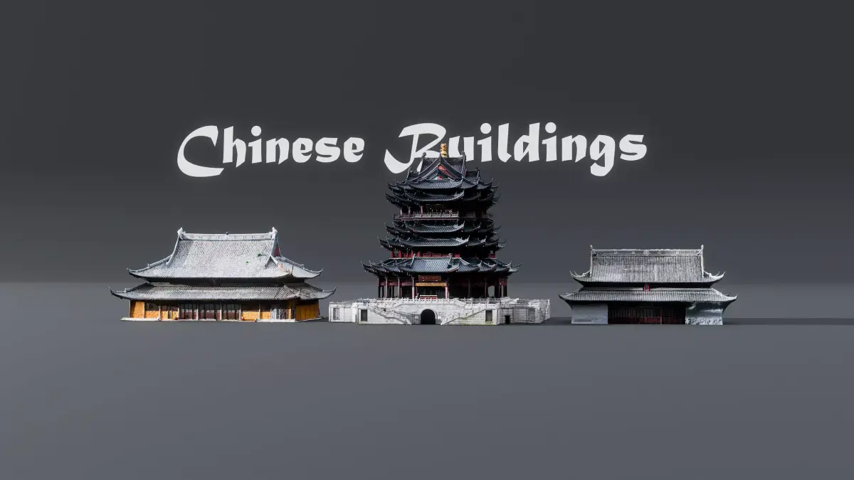 Historic Chinese Buildings - Pack of 3 3D model