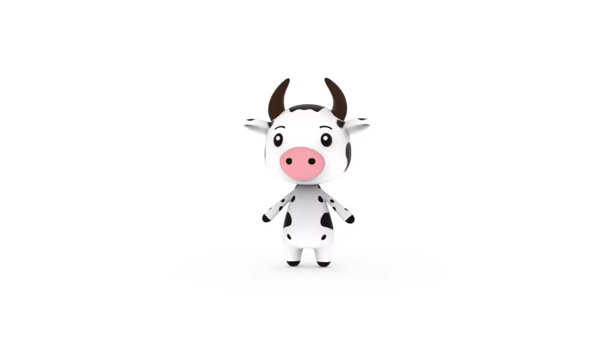 Cartoon Cow v002 character 3D model