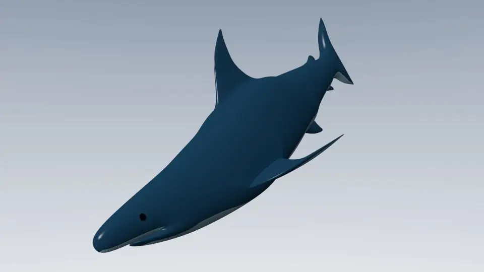 Shark flying in air Low-poly 3D model