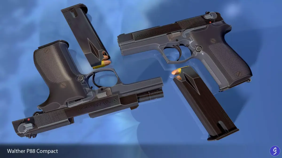 Walther P88 Compact 9mm Pistol Low-poly 3D model