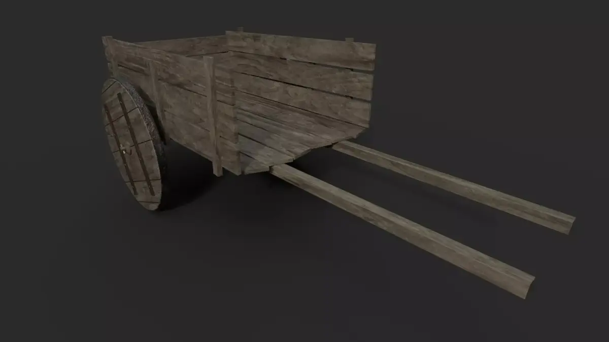 Wooden Cart Low-poly 3D model 24