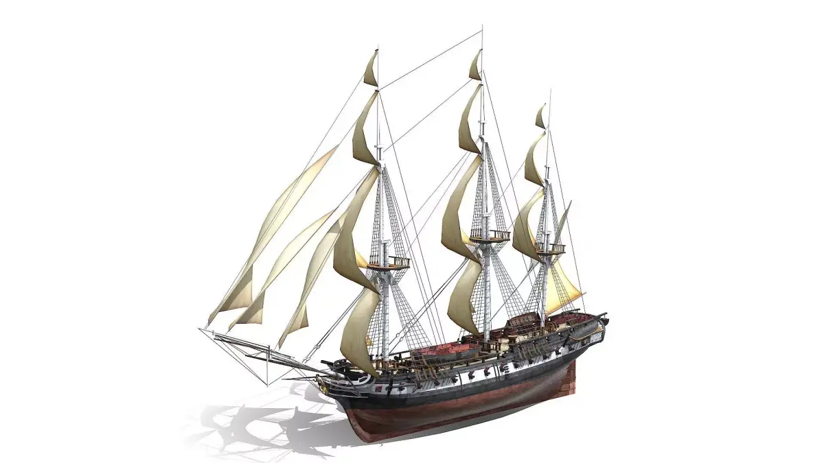 USS Essex 1799 Frigate Low-poly 3D model