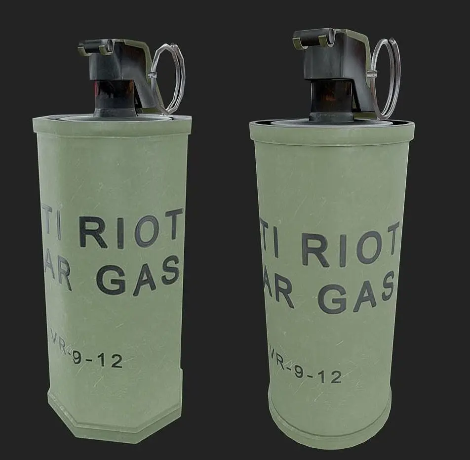 Tear Gas Grenade PBR Game Ready Low-poly 3D model