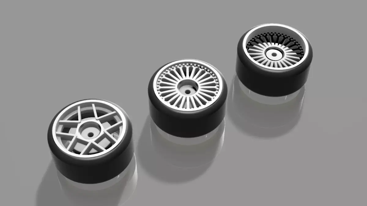 WEDS 3 pack wheels in HW scale 3D print model