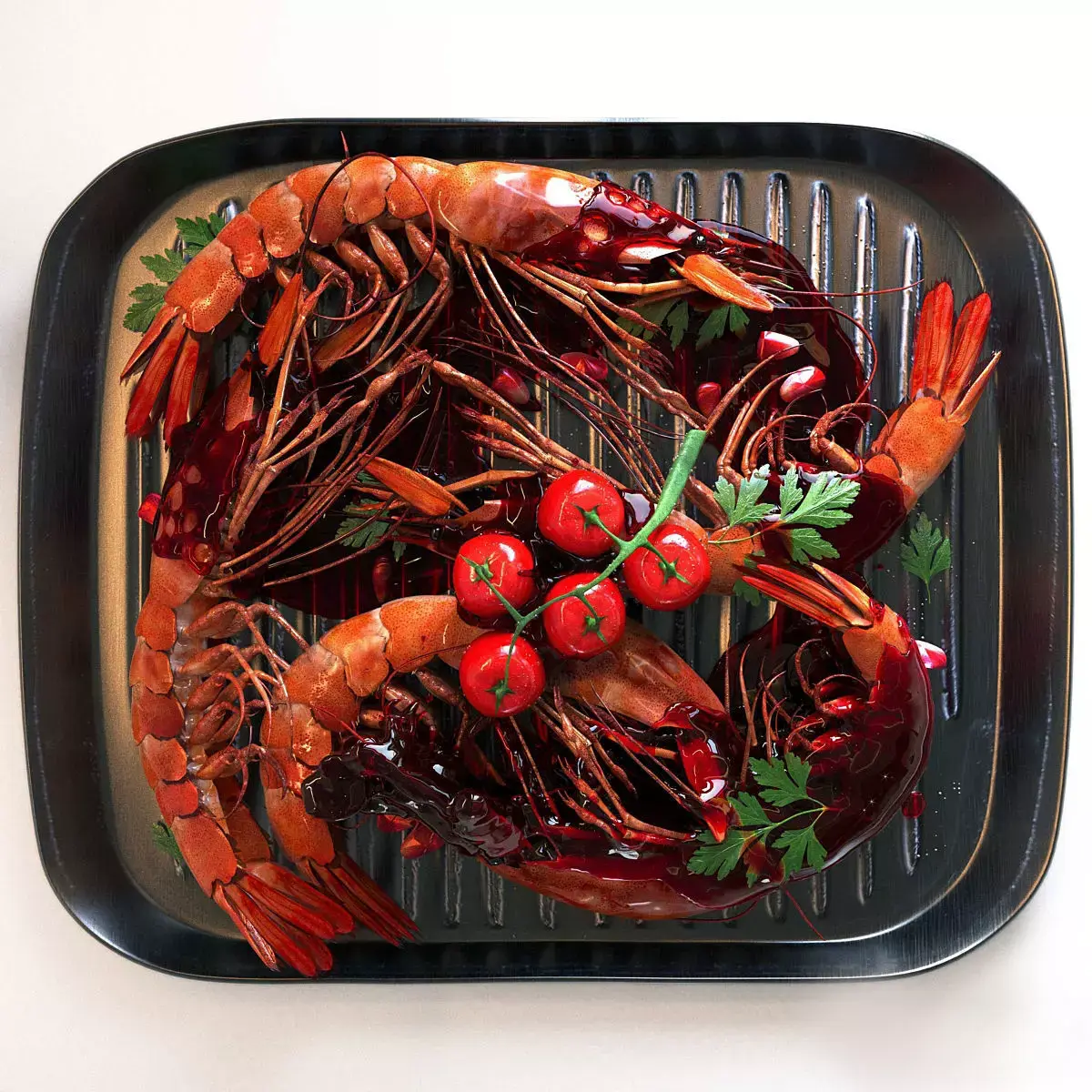 shrimp dish Low-poly 3D model