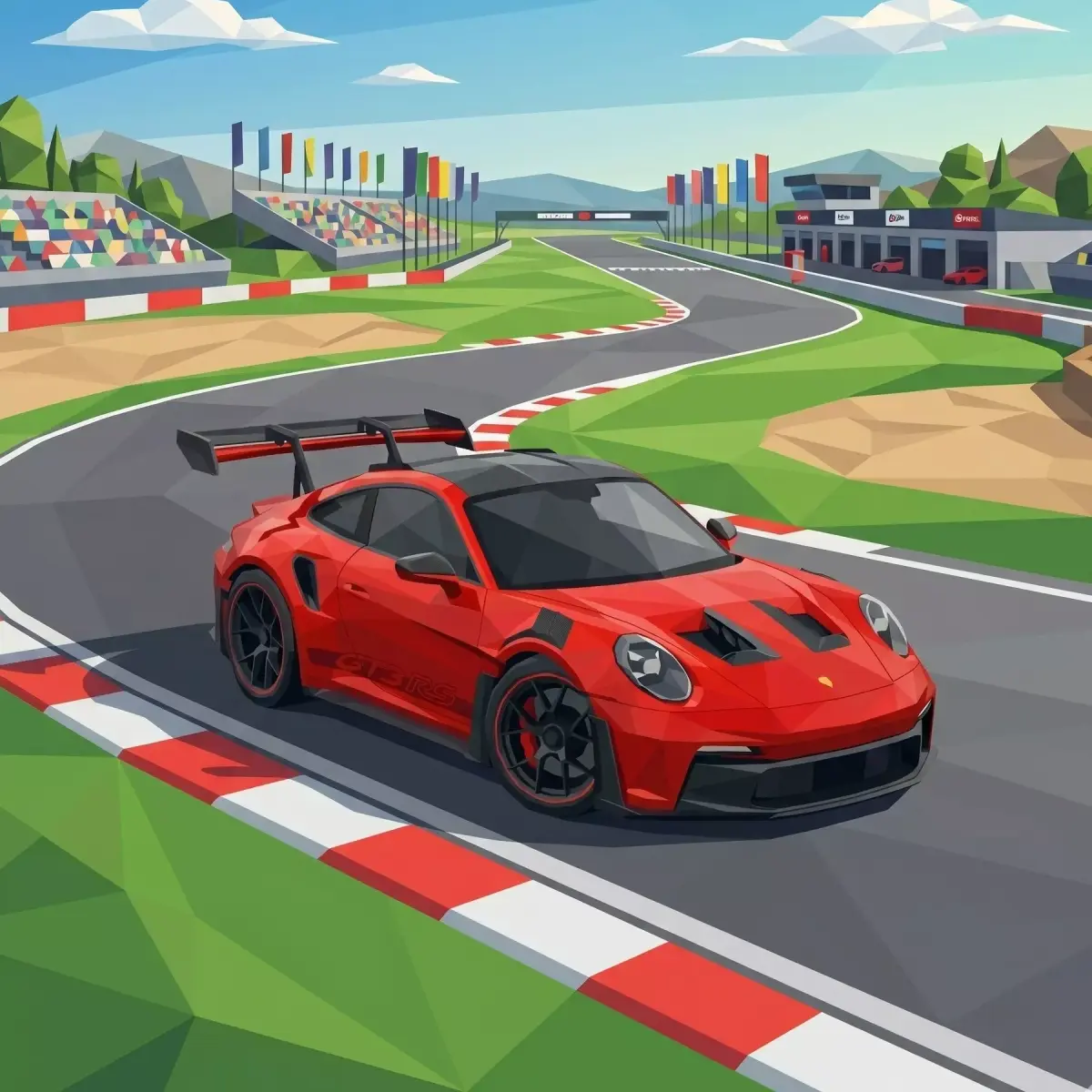 Porsche 911 GT3 RS Low Poly Low-poly 3D model