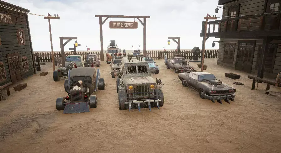 Wild West Racing Town Low-poly 3D model