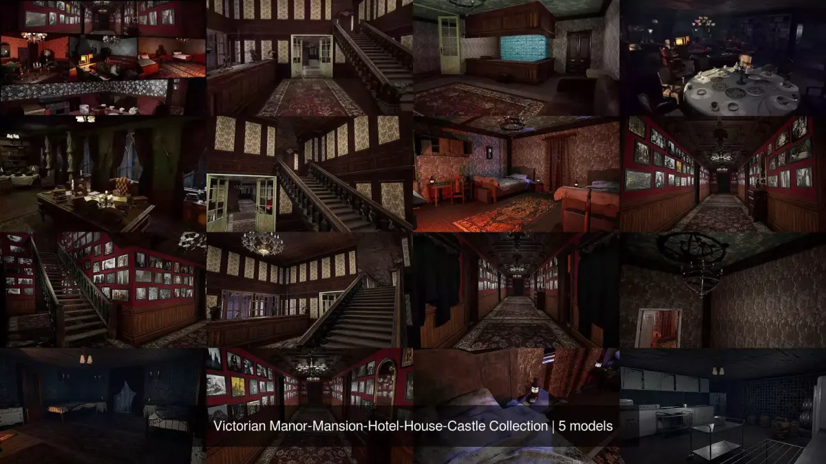  Victorian Manor-Mansion-Hotel-House-Castle Collection 3D Model Pack