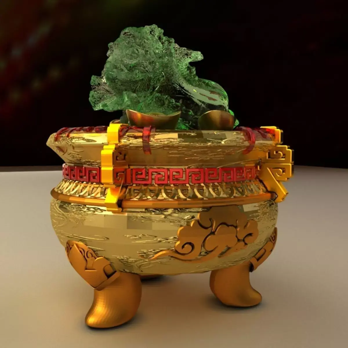 Chinese Gold Ingot Pot 3D model