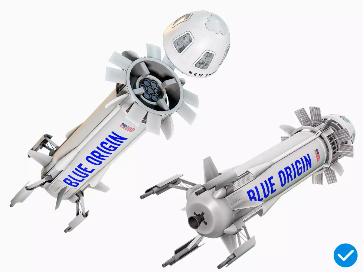 New Shepard Reusable Spacecraft - Blue Origin Spaceship PBR Low-poly 3D model