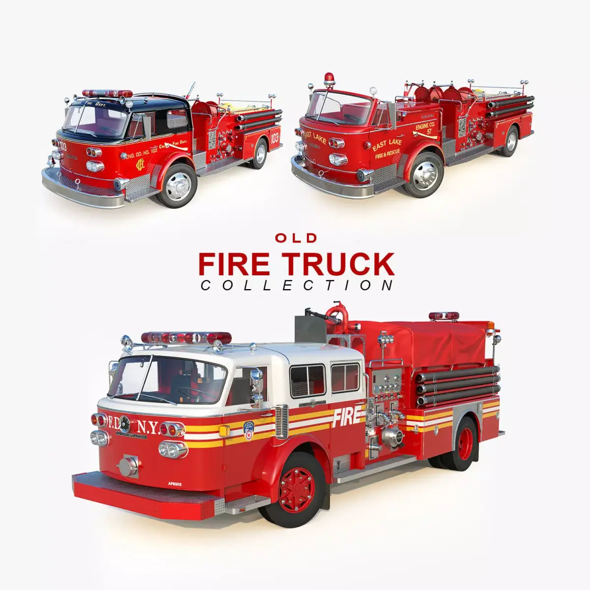 American LaFrance Firetruck Collection 3D Model Pack