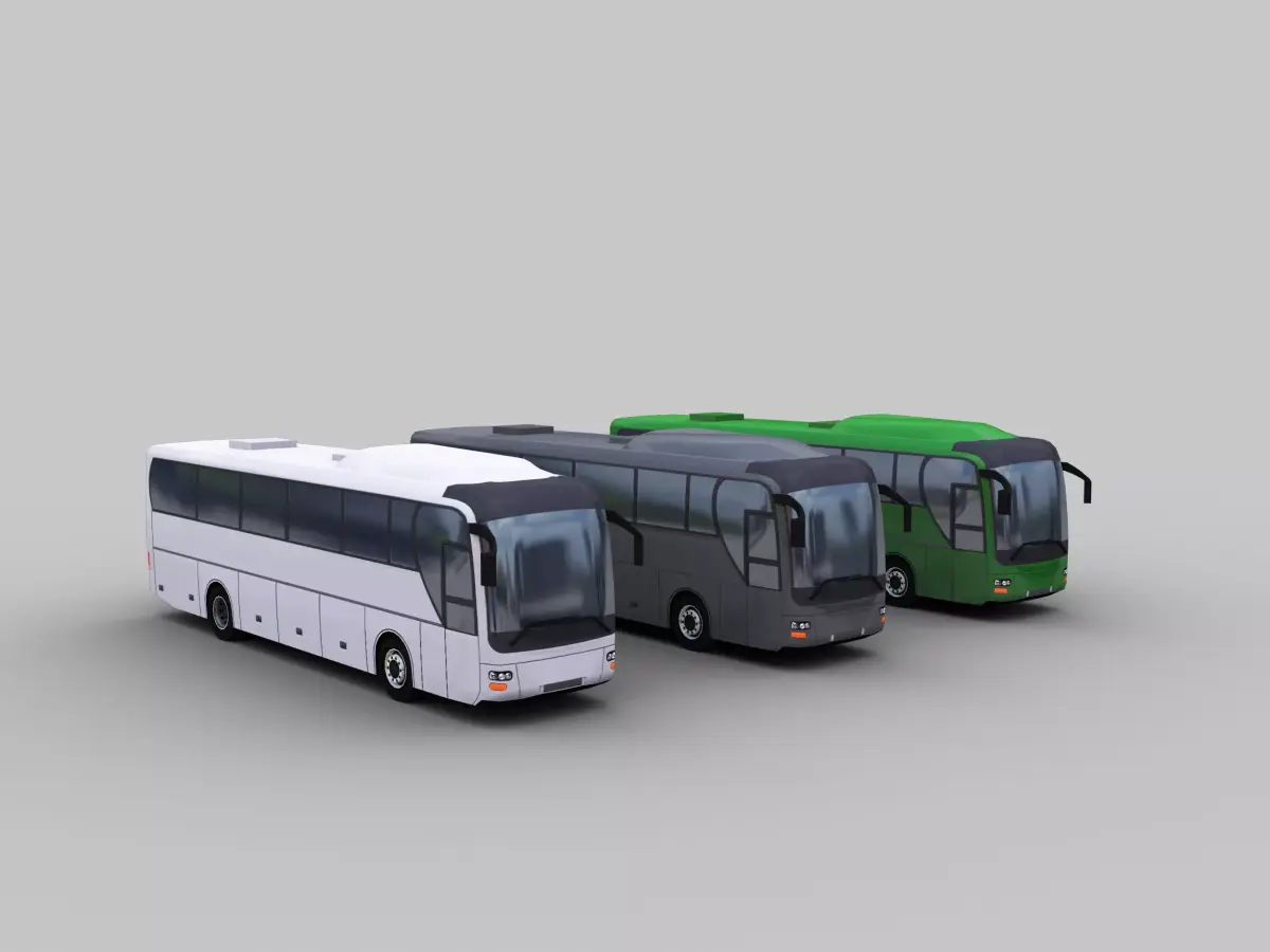 Low Poly Coach Bus Low-poly 3D model