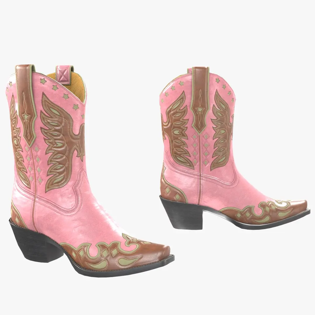 Eagle Star Cowboy Pink Boots 3D model