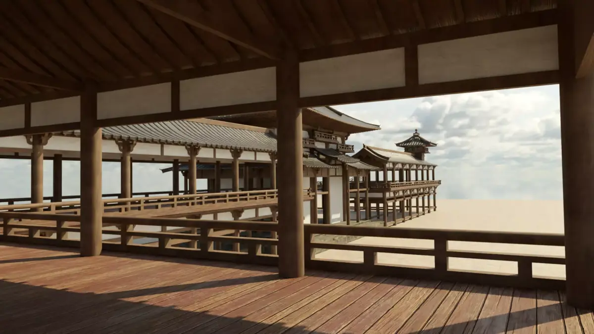 Modular Asian Temple Low-poly 3D model