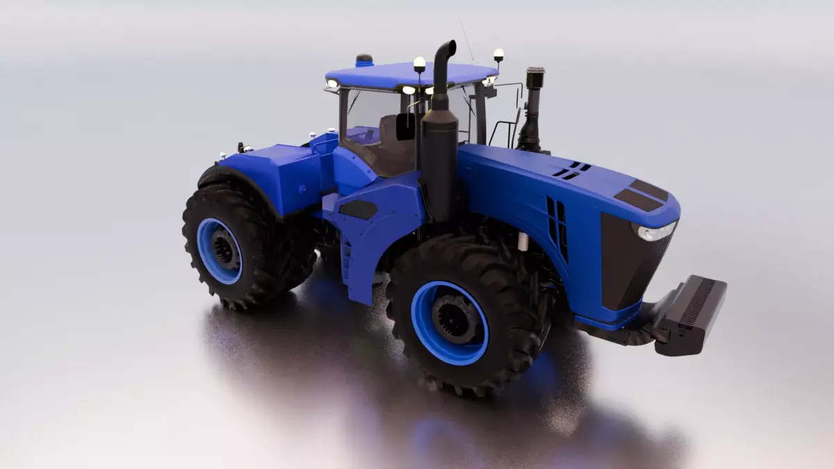 Modern Heavy Duty Blue Tractor 3D Model Low-poly 3D model