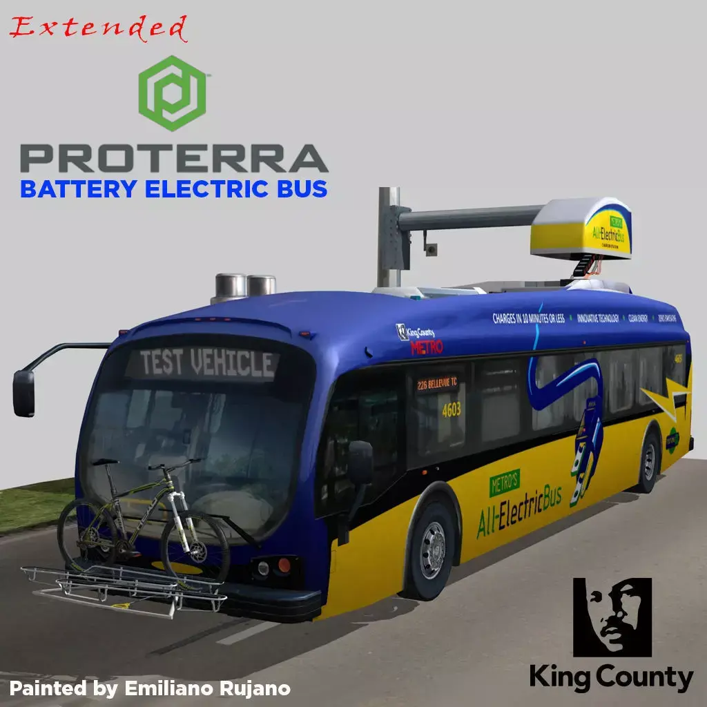 Proterra Electric bus King County livery Extended Low-poly 3D model