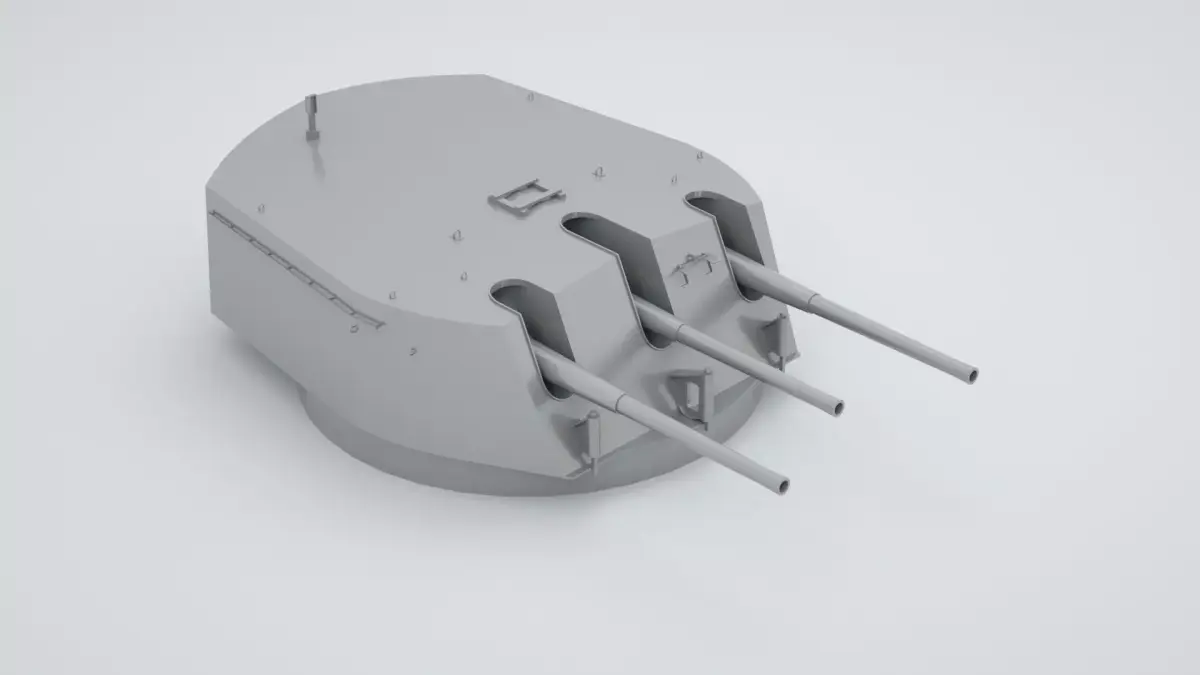BL 6 inch 152mm MKXIII Triple Naval Gun 3D model