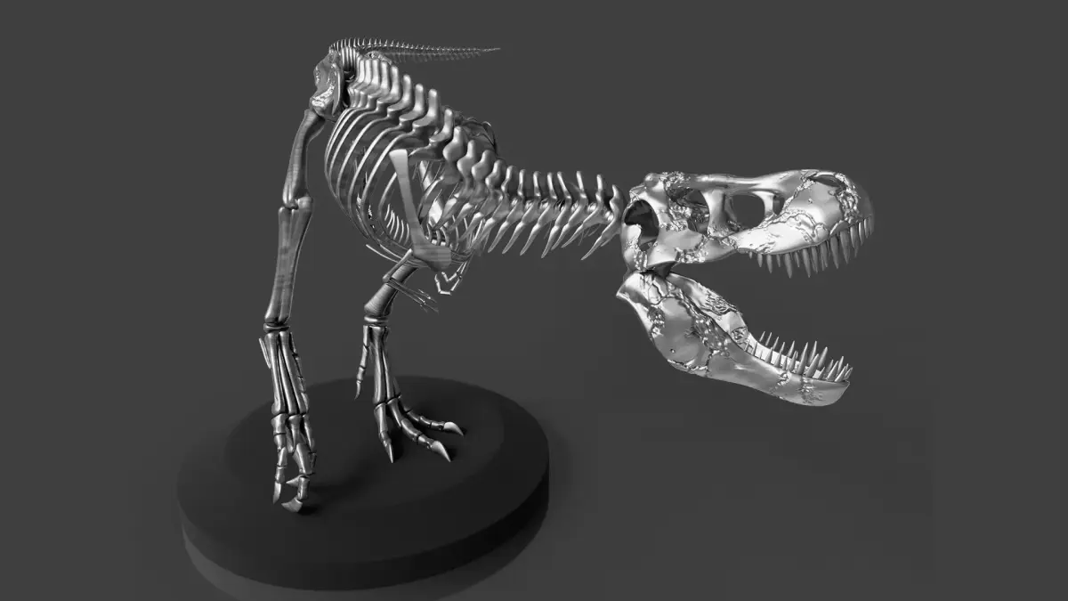 Silver T-Rex Skeleton - Prehistoric Dinosaur Fossil 3D model