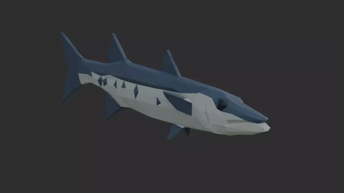 Low Poly Great Barracuda Low-poly 3D model