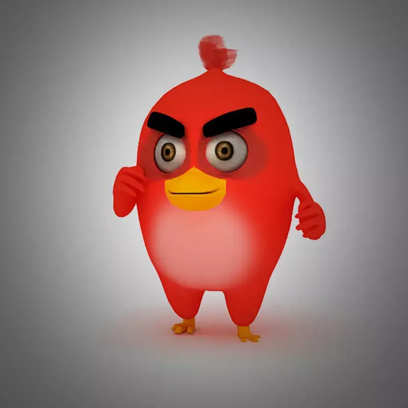 Angry Bird Red Bird Mood breaker Low-poly 3D model