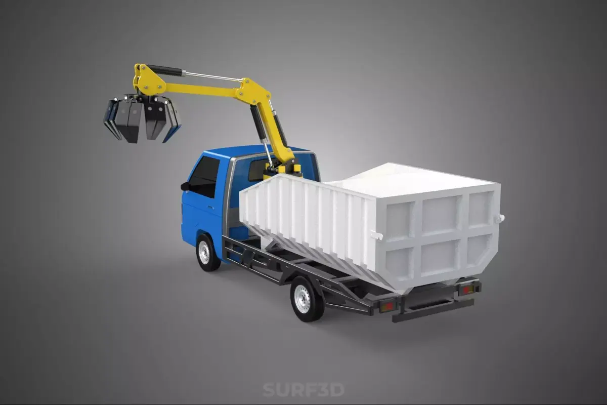 MINI TRUCK HYDRAULIC CRANE GRAPPLE ARM SKIP BIN WASTE RECYCLING 3D model