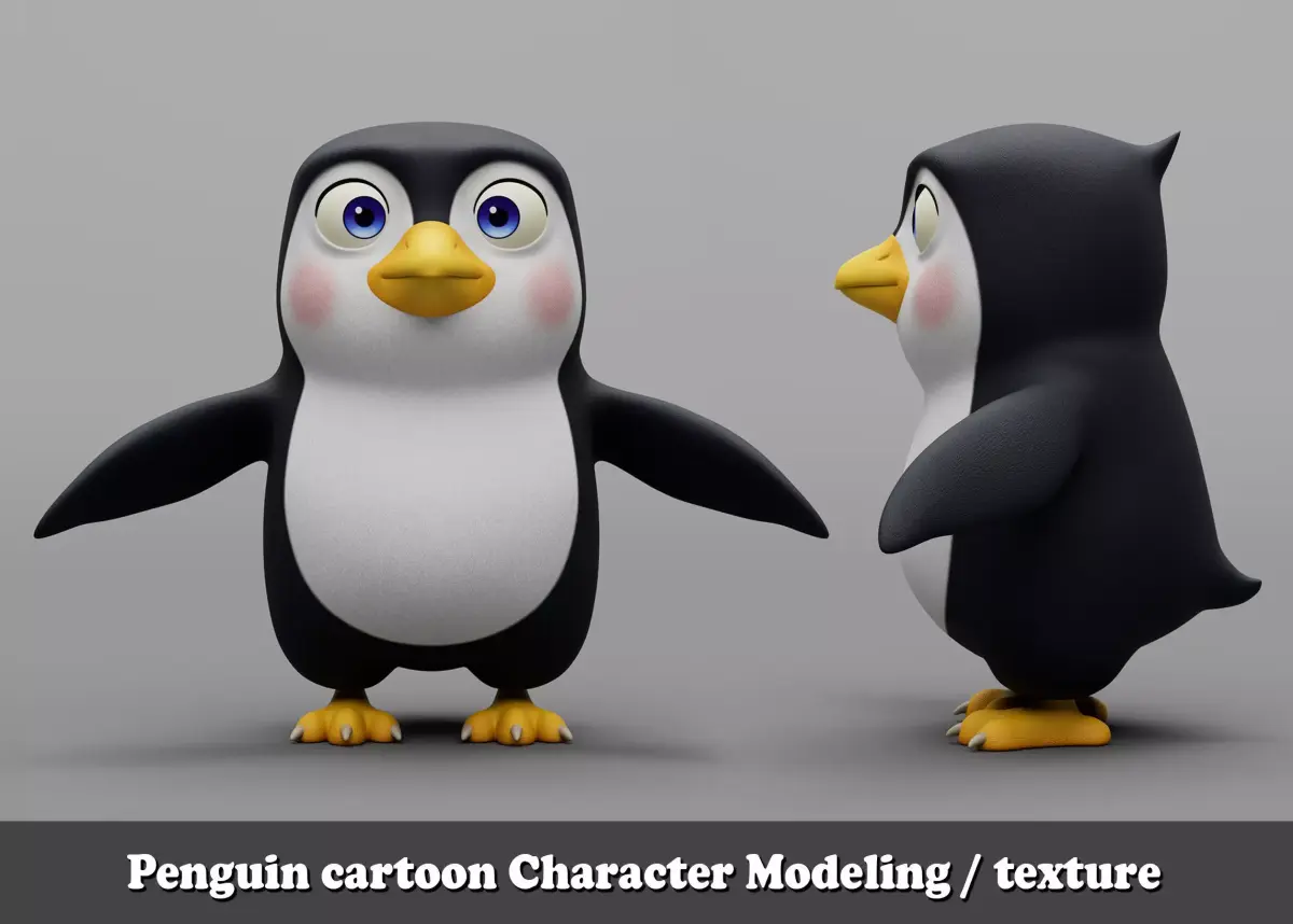 Penguin cartoon character modeling textures 3D model