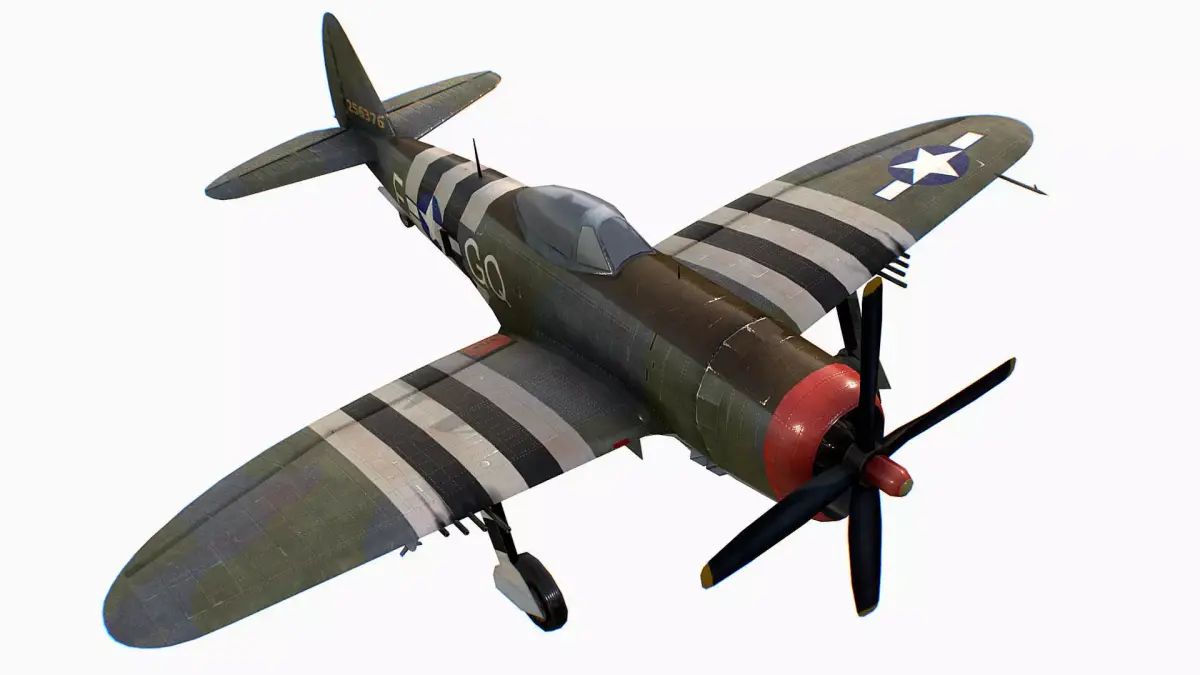 United States fighter aircraft Republic P-47 Thunderbolt Low-poly 3D model