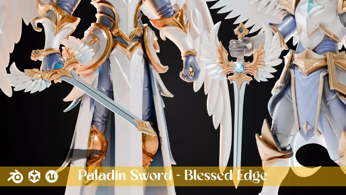 Stylized Sword - Paladin Sword Blessed Edge - Game Ready 3D model