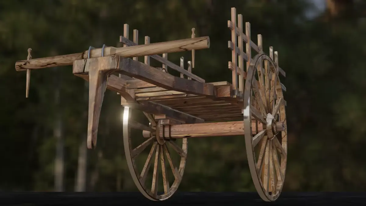 Bullock cart -ancient hand made  3D model