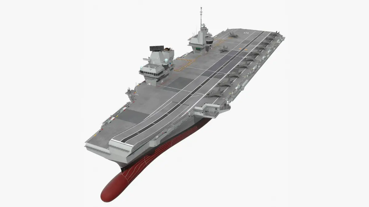 HMS Queen Elizabeth with F35 planes 3D model