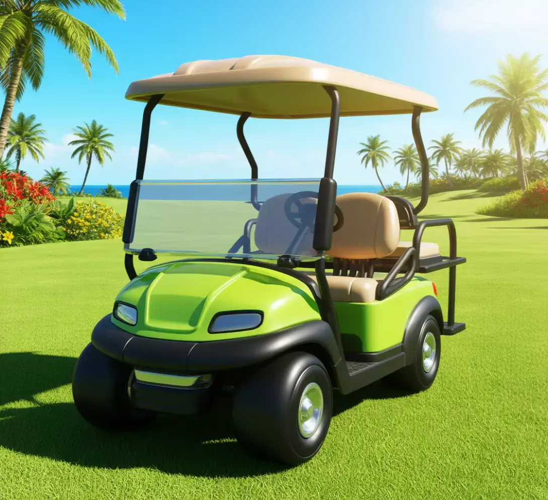 Tropical Golf Cart Vibrant Green Vehicle Beachside Course 3D Low-poly 3D model