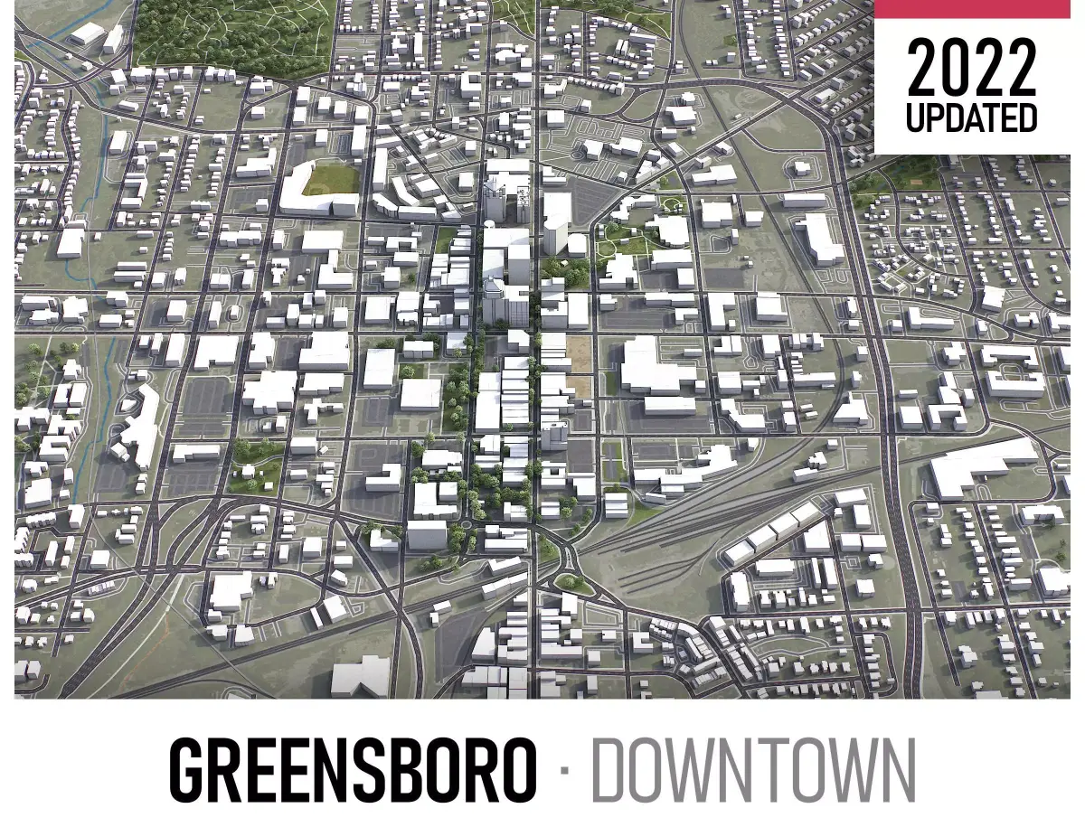 Greensboro Low-poly 3D model