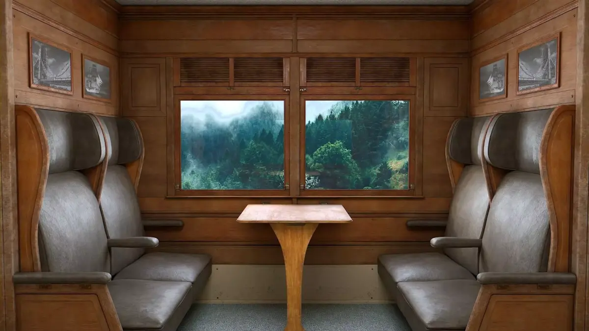 Vintage Train Interior Low-poly 3D model